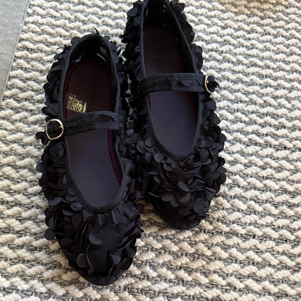 Flabelus Pierre Lace Black Floral Embellished Flats